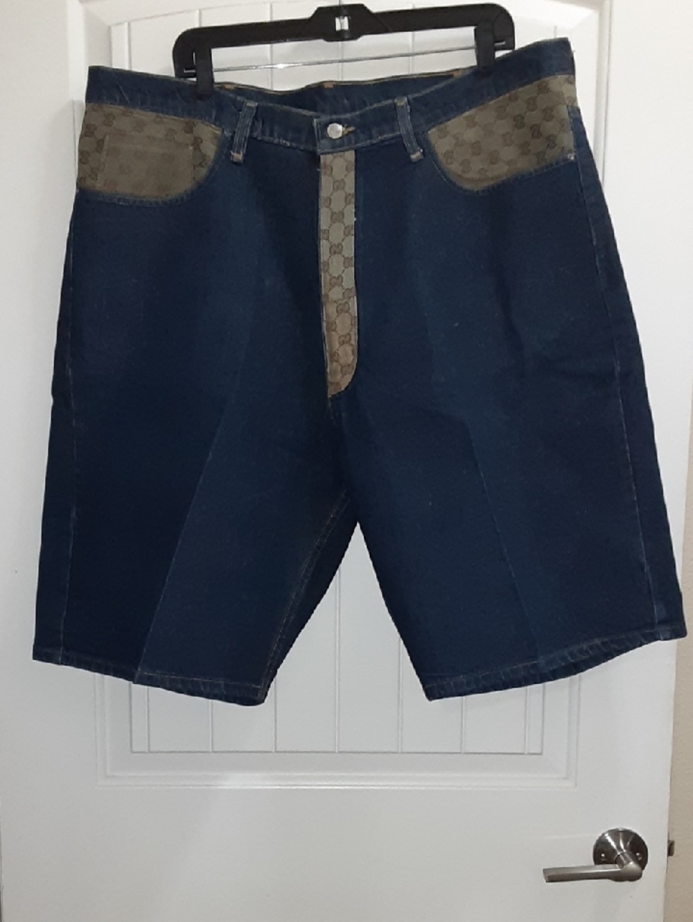VINTAGE Polo Jeans Co. Reworked Gucci Monogram Custom Baggy Denim Shorts - 40